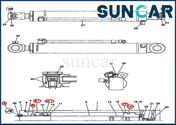 CX36B CX31B CASE PX01V00045R300 Swing Seal Repair Kit Bộ thay thế xi lanh bùng nổ