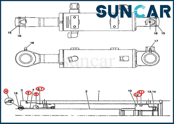 PW01V00048R300 Bộ làm kín xi lanh cánh tay / cánh tay gạt Phù hợp với mẫu thiết bị CX31 CX36 CASE