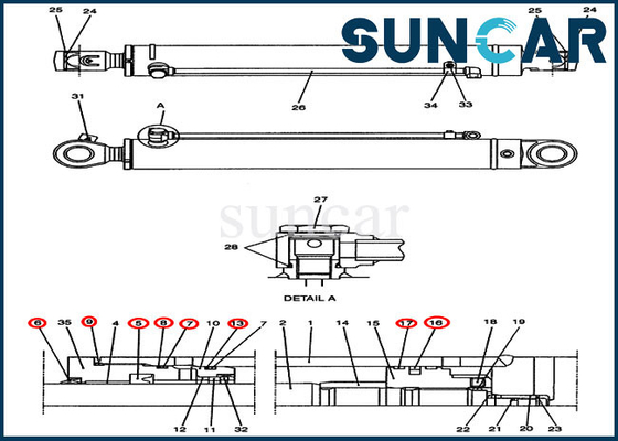 PH01V00014R300 Bộ làm kín sửa chữa xi lanh xoay phù hợp với CX47 Case Máy xúc xây dựng