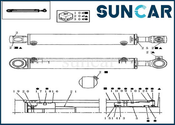 Bộ làm kín xi lanh xoay 72275471 Bộ sửa chữa trường hợp cho máy xúc bánh xích mini CX16B