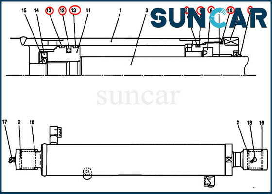 Bộ niêm phong xi lanh PV01V00045R300 Bộ bịt kín cánh tay Phù hợp với CX27B CX17B Bộ phận xây dựng trường hợp