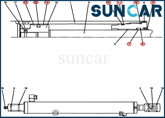 PU01V00035R300 Bộ xi lanh sửa chữa xi lanh thủy lực Máy xúc CX17B Bộ thay thế trường hợp