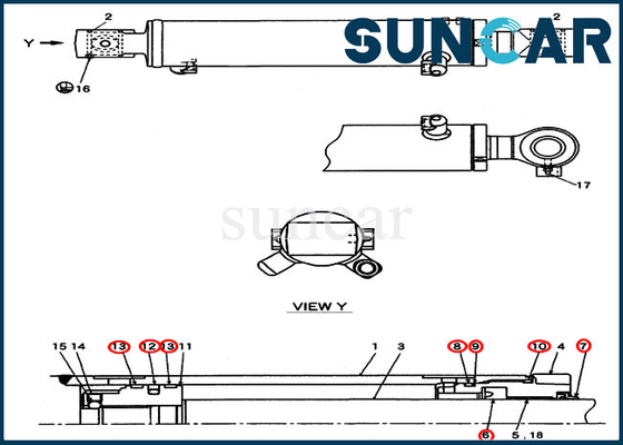 CX27B CX31B CX55BMSR Case PW01V00062R300 Swing / Arm / Bucket Cylinder Replace Kit
