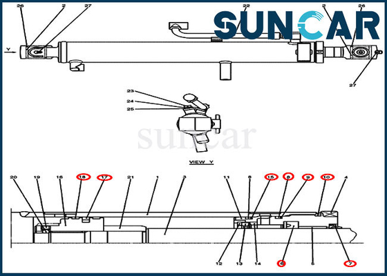 CASE Sealing Kit PV01V00051R300 Boom / Arm Repair Seal Kit Phù hợp với Máy xúc bánh xích CX27B
