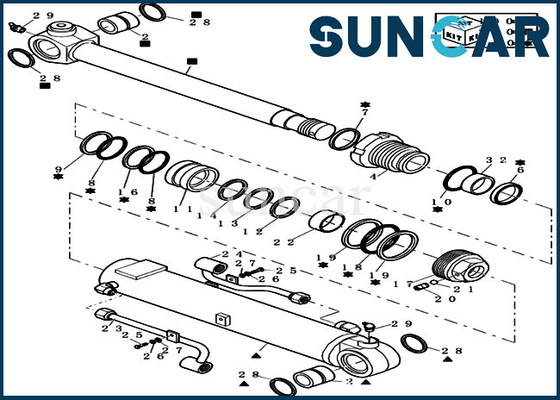 CX27B Mini Crawler Excavator 72280471 Boom / Arm Cylinder Replace Kit Bộ làm kín dầu thủy lực