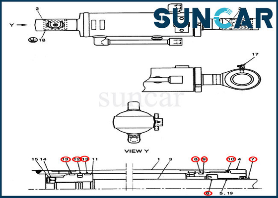 Bộ dịch vụ xi lanh lưỡi PV01V00047R300 Máy xúc CX27B Bộ con dấu thay thế vỏ máy ủi