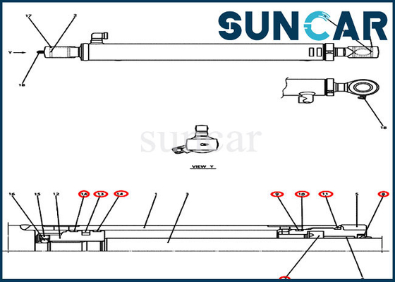 PX01V00041R300 Bộ làm kín xi lanh xô phù hợp với CASE CX36B CX31B Máy xúc bánh xích nhỏ / nhỏ gọn