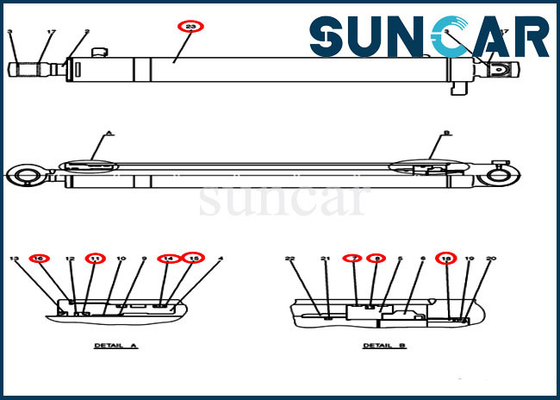 CX50B Case PH01V00037R400 Bộ sửa chữa con dấu cánh tay máy xúc Bộ dụng cụ thay thế xi lanh thủy lực