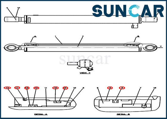 PH01V00034R300 Bộ sửa chữa xô Bộ dụng cụ làm kín xi lanh Phù hợp với Máy xúc bánh xích CX50B Các mẫu CASE