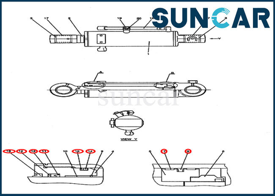 Bộ niêm phong thủy lực hoàn chỉnh PY01V00040R300 Bộ niêm phong xi lanh dozer cho các bộ phận trường hợp sửa chữa CX50B