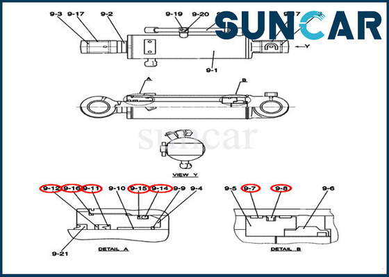 PY01V00040R400 Bộ làm kín sửa chữa máy ủi Vỏ hộp Model CX50B Bộ dịch vụ thay thế xi lanh thủy lực