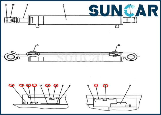 PH01V00031R300 Bộ làm kín xi lanh xoay Bộ dụng cụ sửa chữa Phù hợp với CX50B Máy xúc CASE Con ​​dấu máy