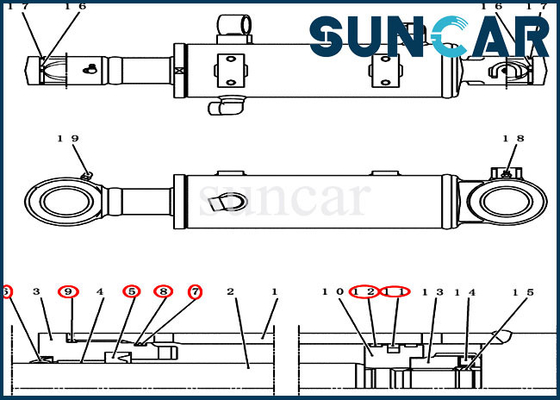PY01V00036R300 Bộ làm kín xi lanh sửa chữa cho máy xúc bánh xích CX50B CX55BMSR CX55B CASE