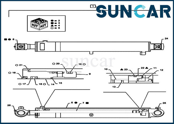 CX55B Case Boom CYL Seal Kit PS01V00001R300 Mini Crawler Excavator Kits Bộ xi lanh thủy lực