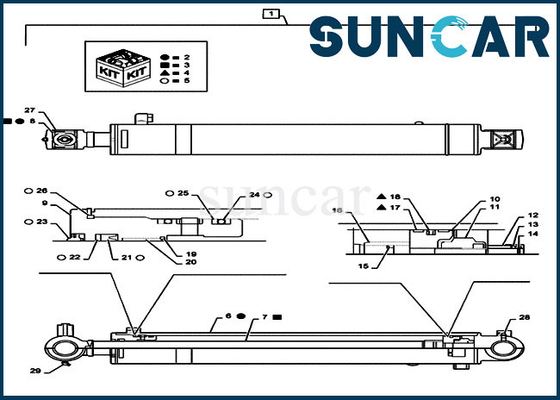PS01V00002R300 Bộ đệm thay thế cánh tay CX55B Bộ dịch vụ xi lanh hộp máy xúc bánh xích mini