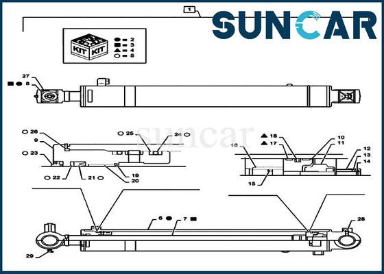 PS01V00002R400 Bộ xi lanh cánh tay Piston Rod Seal Kit Phù hợp với CASE Máy xúc bánh xích Model CX55B