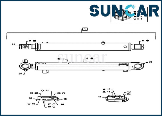 PS01V00003R300 Bộ dụng cụ sửa chữa con dấu xi lanh thùng PS01V00003R300 cho bộ phận thiết bị máy xúc CX55B