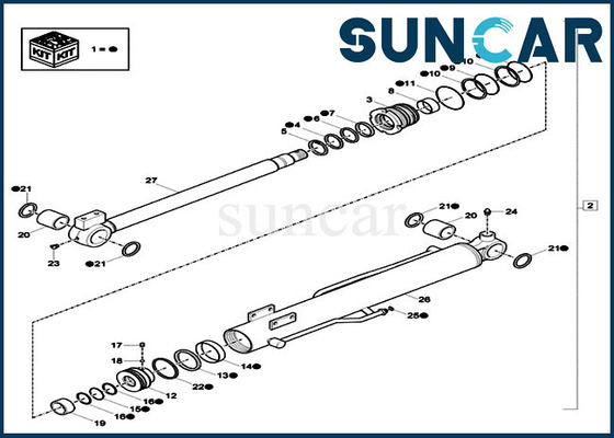 CX17C Case XKCC-01524 Boom CYL Seal Kit XKCC01524 Mini Excavator Cylinder Service Kit
