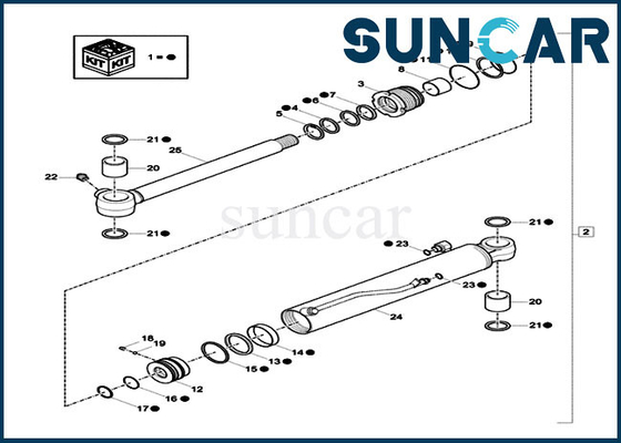 Bộ phận máy xúc CX17C XKCC-01532 XKCC01532 Case Boom Swing Cylinder Seal Kit Bộ dịch vụ
