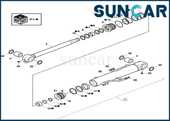 XKCD-01373 Boom CYL Seal Kit XKCD01373 Seal Repair Kit Phù hợp với Model CX26C Case Mini Crawler Excavator