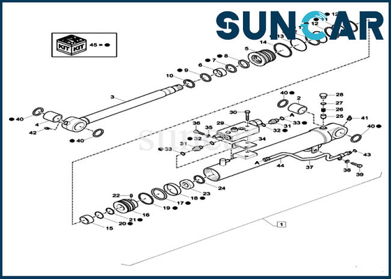 Bộ làm kín sửa chữa máy xúc XKCD-03427 XKCD03427 Bộ dụng cụ thay thế xi lanh gáo Phù hợp với trường hợp CX26C