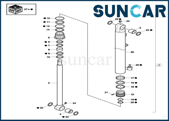 CX26C Case Bucket Seal Kit XKCD-03350 Bánh xích Máy xúc Bộ dụng cụ Sửa chữa Con dấu Xi lanh XKCD03350