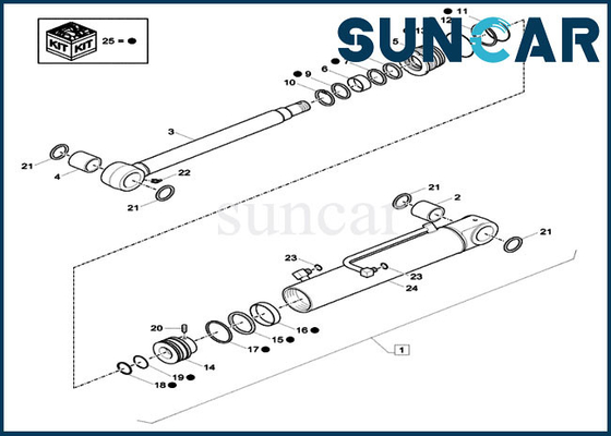 Bộ niêm phong thủy lực XKCD-01397 Bộ phận làm kín CX26C XKCD01397 Boom Swing Cylinder Seal Kits