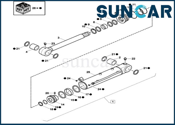 XKCD-03353 Bộ làm kín lưỡi dao XKCD03353 Vỏ CX26C Con dấu dịch vụ thay thế xi lanh thủy lực