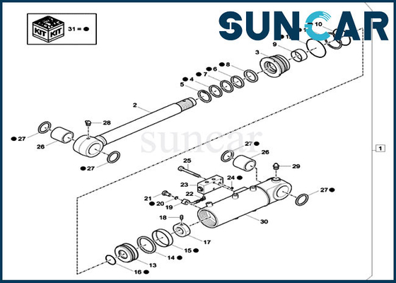 Bộ làm kín dầu dạng lưỡi gạt XKCC-01691 Bộ sửa chữa con dấu xi lanh XKCC01691 cho máy móc vỏ máy CX37C