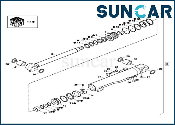 XKCD-03076 XKCD03076 Boom Cylinder Seal Kit TÌNH HUỐNG CX60C CX57C Bộ niêm phong thủy lực Máy xúc