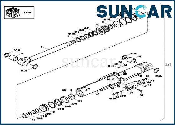 Bộ đệm bùng nổ máy xúc XKCD-03336 XKCD03336 CASE CX60C CX57C Bộ dịch vụ thay thế xi lanh