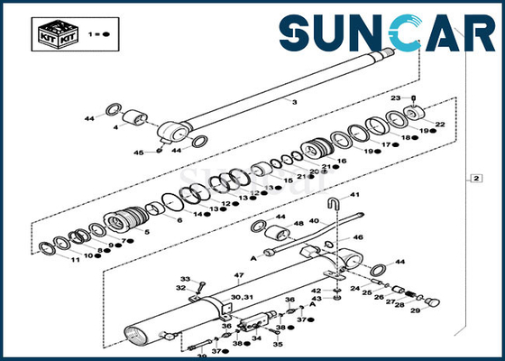 XKCD-03438 XKCD03438 Bộ dụng cụ sửa chữa con dấu gáo Vỏ máy xúc CX60C CX57C Bộ dụng cụ xi lanh thay thế