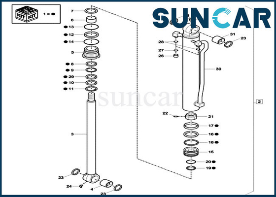 Bộ làm kín thùng XKCD-03080 CASE CX57C XKCD03080 Bộ làm kín dầu sửa chữa xi lanh thủy lực