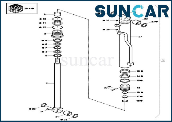 Bộ dụng cụ sửa chữa xô XKCC-00987 XKCC00987 Bộ làm kín xi lanh thủy lực Phù hợp với mô hình CX60C Cấu tạo trường hợp