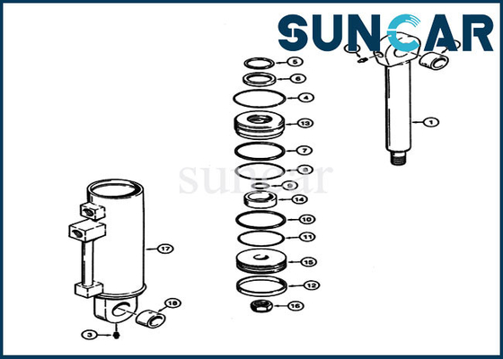 Máy xúc lật S300163 Bộ làm kín dầu sửa chữa xi lanh phụ trợ Phù hợp với 621, 721 Trường hợp Máy xúc bánh lốp