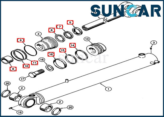 Bộ niêm phong thay thế xi lanh thùng 358013A1 Bộ niêm phong máy xúc bánh lốp 521D