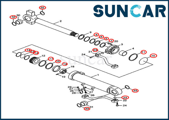 31Y2-03400 31Y203400 Bộ làm kín thùng Bộ dụng cụ sửa chữa xi lanh Phù hợp với 1221E Tải trọng CASE Cấu tạo
