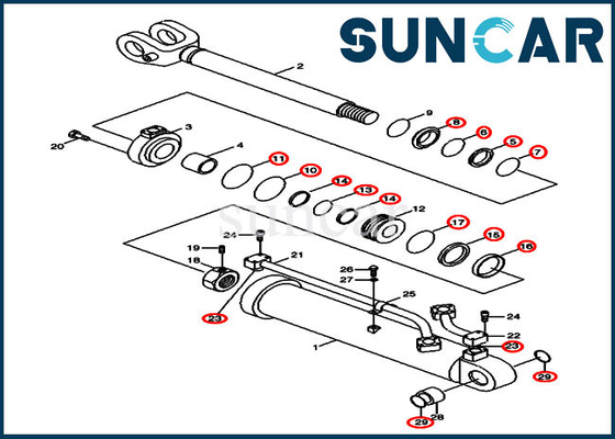 Case 31Y2-03180 31Y203180 Boom Cylinder Seal Kit cho các bộ phận của máy xúc lật 1221E