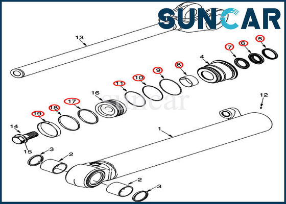 Bộ làm kín xi lanh nâng 87598751 Bộ dịch vụ thay thế thủy lực của bộ nạp phù hợp với Vỏ 621E 521G