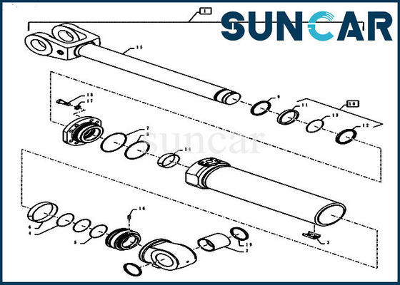 Bộ sửa chữa con dấu của bộ nạp 84281863 Phù hợp với 1021G 1021F Trường hợp Xi lanh thủy lực nâng tác động kép