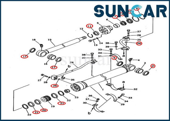 707-98-36210 Bộ làm kín xi lanh xô PC120-5C PC200-5C Đặc điểm kỹ thuật tùy chỉnh Bộ dịch vụ Komatsu
