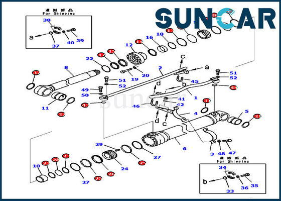 Bộ công cụ dịch vụ Seal Kit 721-98-00660 Boom Xi lanh thủy lực cho Komatsu PC200LC-8M0 PC210-10M0