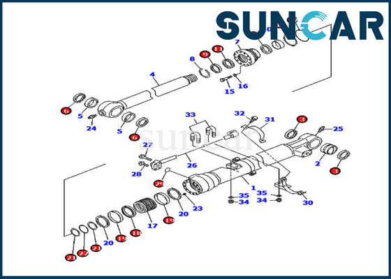 707-99-47570 Bộ niêm phong xô PC200-7 PC200LC-7 Kiểu mẫu Bộ niêm phong sửa chữa xi lanh Komatsu