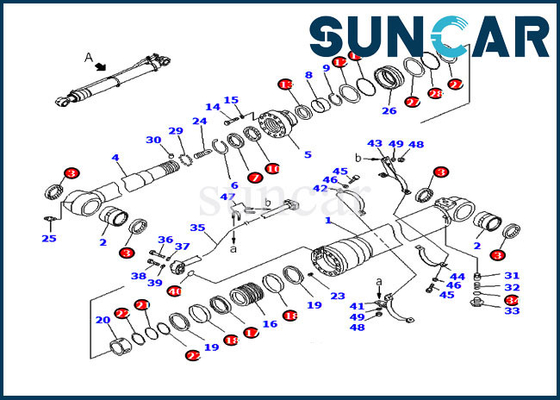Bộ công cụ bảo dưỡng Arm Seal Kit 707-99-50500 cho máy xúc Komatsu PC200-8 PC210LC-8K xi lanh thủy lực