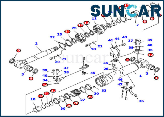 Bộ dịch vụ thay thế Boom 707-99-46410 Bộ dụng cụ sửa chữa Xi lanh thủy lực Komatsu PC200-8 7079946410
