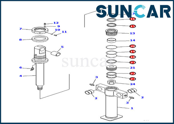 PC200SC-6 Bộ phận bên trong của Komatsu 707-98-47700 Bộ dụng cụ bảo dưỡng bộ xi lanh hộp vỏ sò Bộ dụng cụ dịch vụ