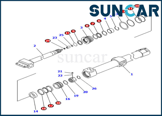 Bộ làm kín KB3011A-00222 Bộ dụng cụ sửa chữa xi lanh trượt cho Komatsu PC200SC-7-M1 PC200SC-6 Telesco Arm