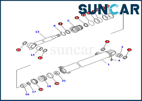 Bộ phận bên trong Komatsu 707-98-14760 Boom Seal Kit Mô hình PC20MR-1 PC20MRX-1 Bộ sửa chữa xi lanh