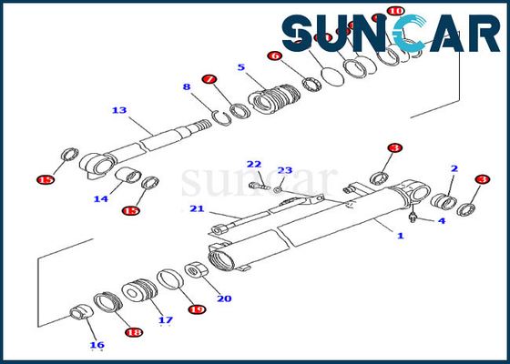 PC20R-8 Bộ phận bên trong Komatsu 707-98-14890 Bộ làm kín thủy lực Bộ công cụ dịch vụ xi lanh máy xúc Boom