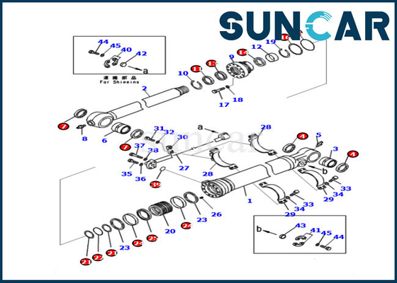 PC210LC-11 PC228US-11 Kiểu máy Komatsu 721-99-47131 Bộ sửa chữa con dấu xi lanh cánh tay Bộ dụng cụ làm kín dầu máy xúc